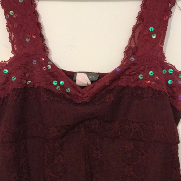 maroon lace sparkle party top GREAT CONDITION!! - Picture 2 of 3
